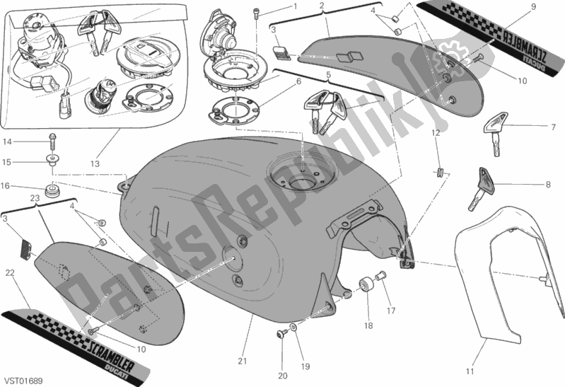 Toutes les pièces pour le Réservoir D'essence du Ducati Scrambler Flat Track Thailand USA 803 2018